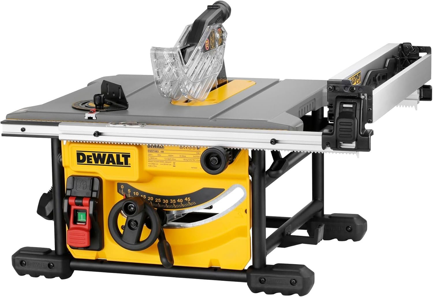 DEWALT DWE7485 8-1/4 Inch 15 Amp Compact Jobsite Table Saw with On-Board Storage and Rack & Pinion Fence System