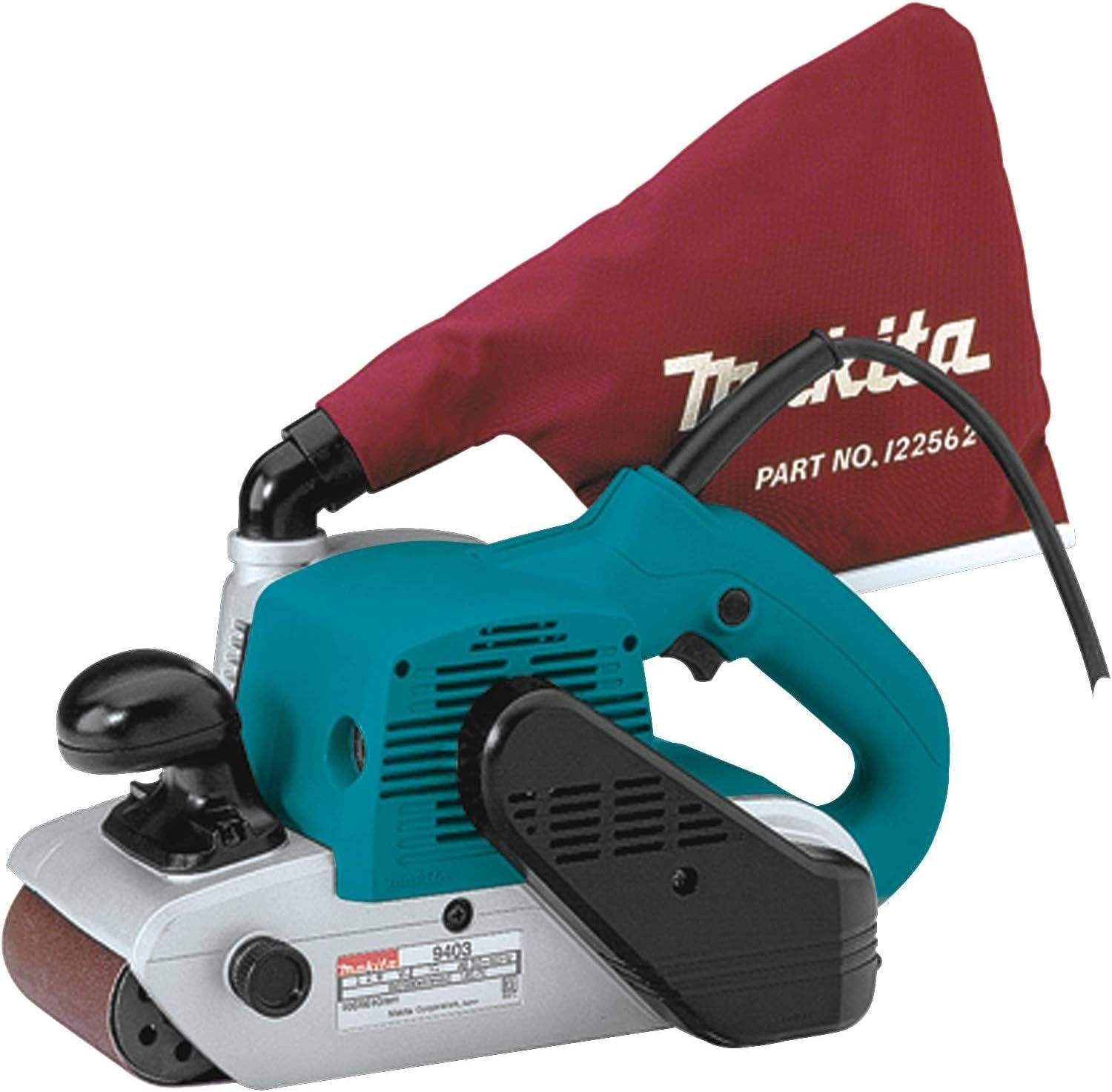 Makita 9403 4x24 Inch Belt Sander in Teal with 11 AMP motor and 1,640 ft./min. belt speed.