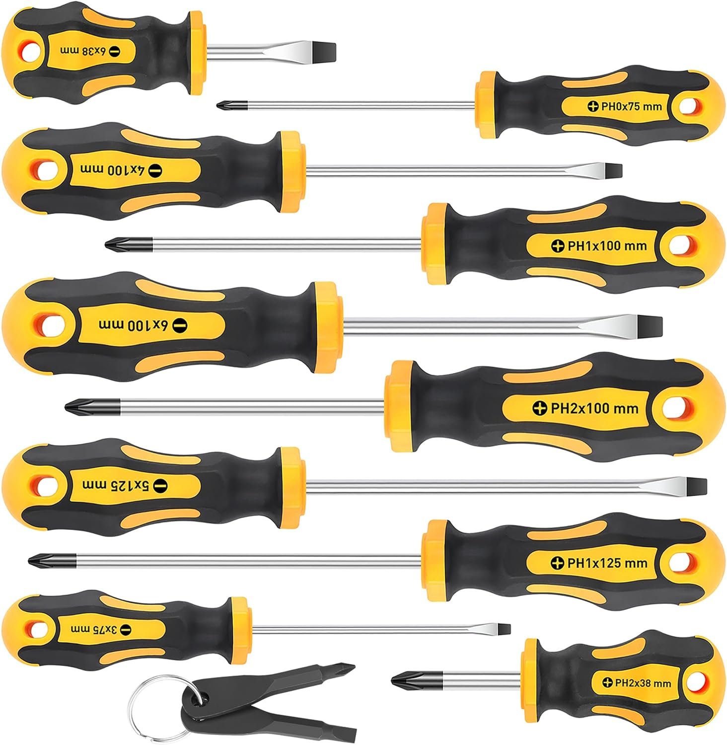 Amartisan 10-Piece Magnetic Screwdrivers Set with 5 Phillips and 5 Slotted Tips, Professional Cushion Grip