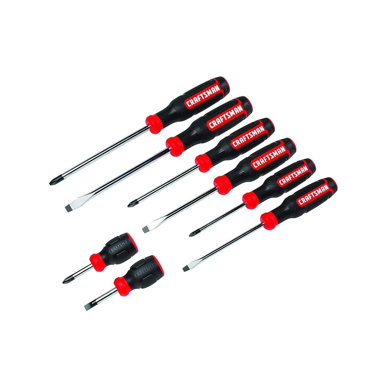 CRAFTSMAN 8-Piece Bi-Material Screwdriver Set (CMHT65075N) with black oxide tips and ergonomic handles