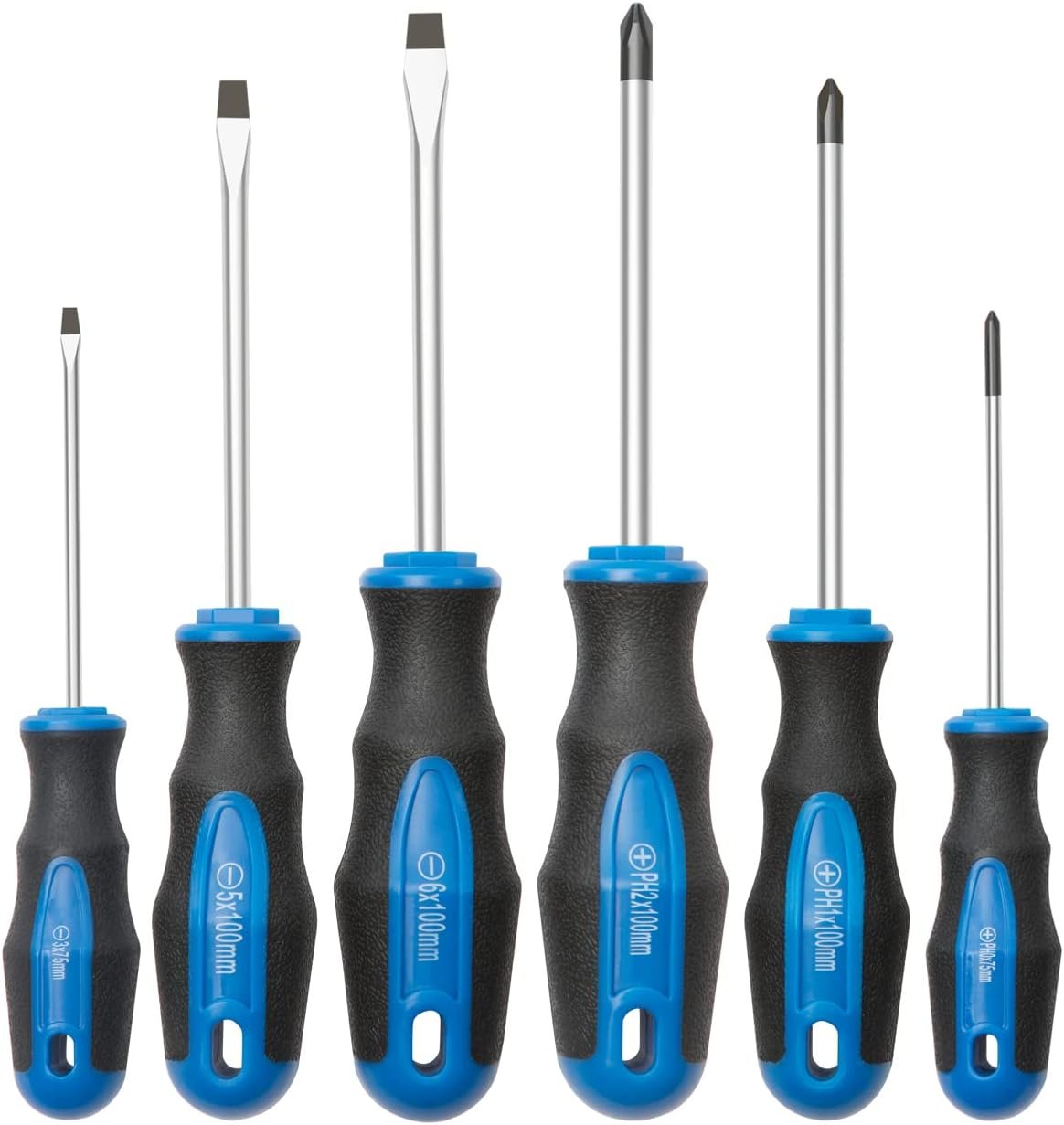 ROTATION 6PCS Magnetic Tip Screwdriver Set with 3 Phillips and 3 Flat screwdrivers, Professional Cushion Grip